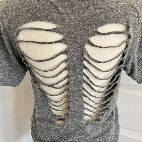 Project Social T Gray Skeleton Open Back Short Sleeve T-Shirt - Picture 8 of 8